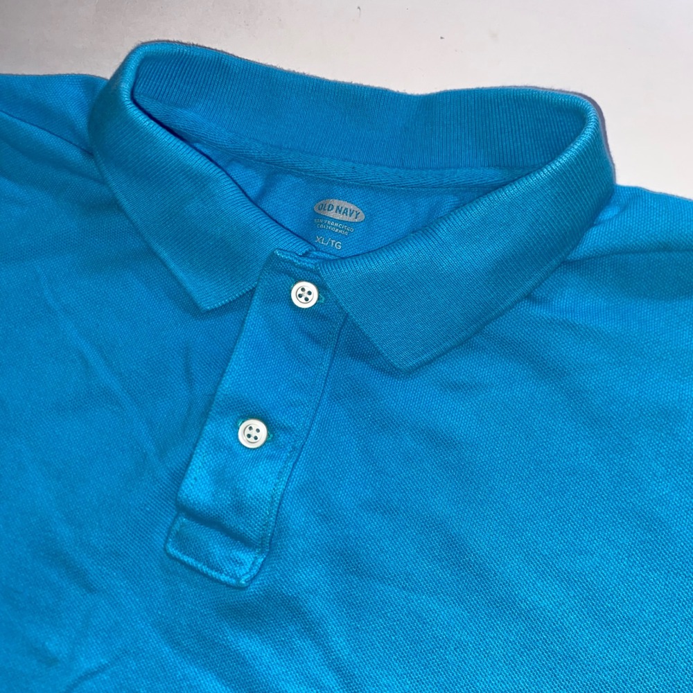 Old Navy Mens XL Short Sleeve Pique Polo Shirt Bright Blue Classic Fit L224